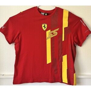 Ferrari Puma Shirt Men's 2XL Red Carlos Sainz 55 Team Short Sleeve F1 Racing